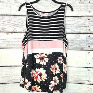 24/7 by Maurices Floral Stripe Tank Top Womens XL